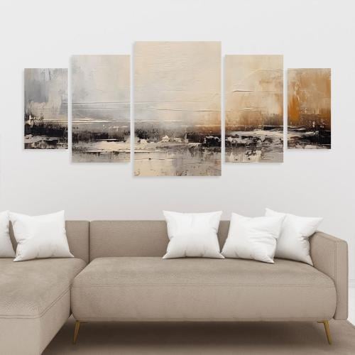 طقم لوحات فن تجريدي مكون من خمسة لوحات مقاس لوحتين...