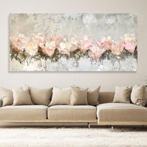 لوحات فن تجريدي ورد بتصميم مودرن