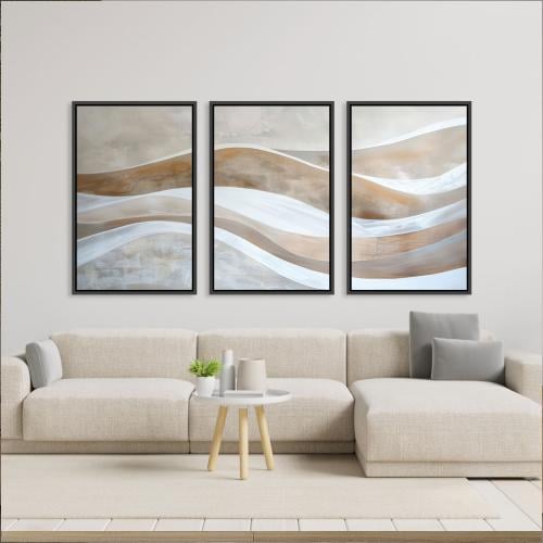 لوحة ثلاثية فن تجريدي بتصميم مودرن المقاس لكل لوحة