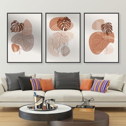 لوحة ثلاثية فن تجريدي بتصميم مودرن المقاس لكل لوحة