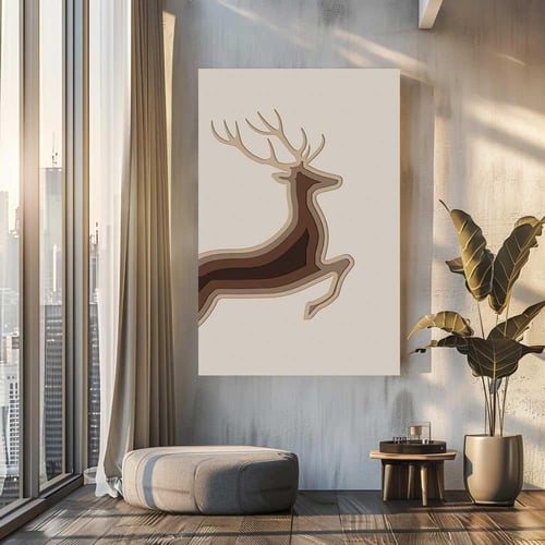 لوحات جدارية فن تجريدي غزال تصميم موردن عصري