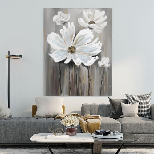 لوحات جدارية فن تجريدي ورد تصميم مودرن