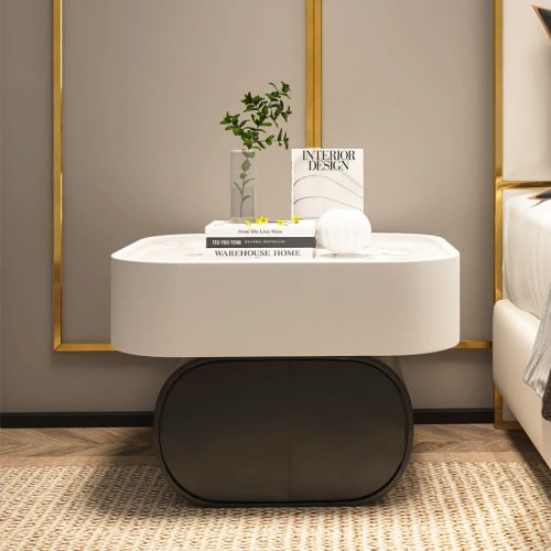 طاولة جانبية للسرير ( كمودينة ) بسطح رخامي مميز