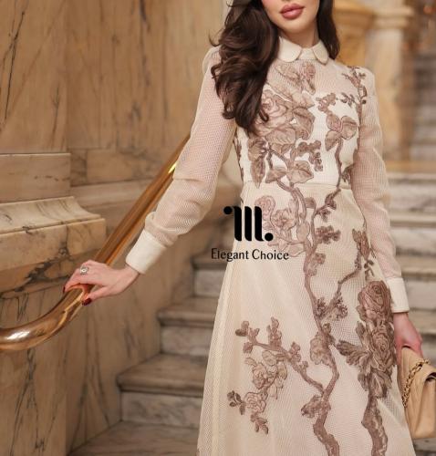 فستان انيق بقماش شبكي ميدي (#126)