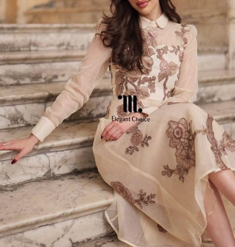 فستان انيق بقماش شبكي ميدي (#126)