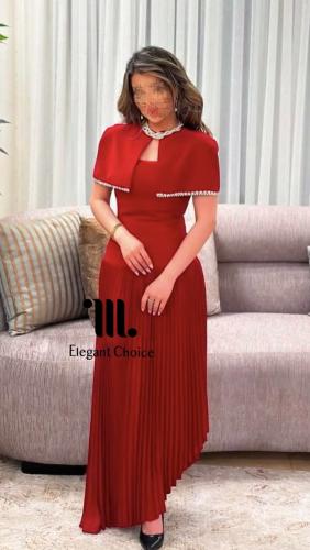 فستان احمر بلاسيه طويل (#89)
