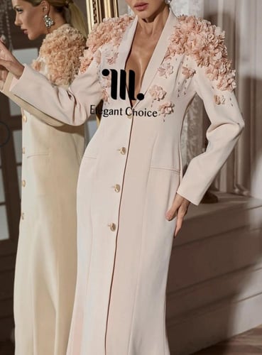 فستان كريب مزين بالورد (#70