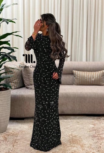 فستان سهره اسود مطرز بالكرستال(#68)