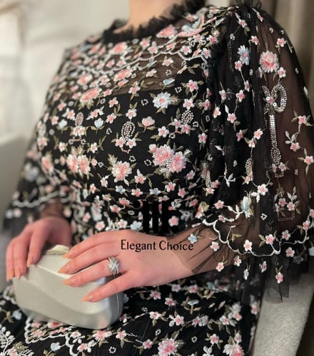 فستان مطرز بالورد( #97)