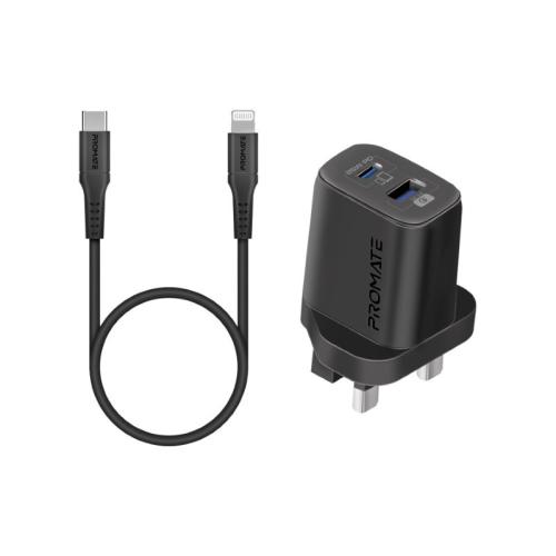 مجموعة محول وكابل USB-C™ مع شاحن AC ثنائي المنافذ،...