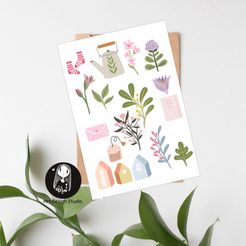 مجموعة عناصر نباتية بدون خلفية – Digital Stickers...