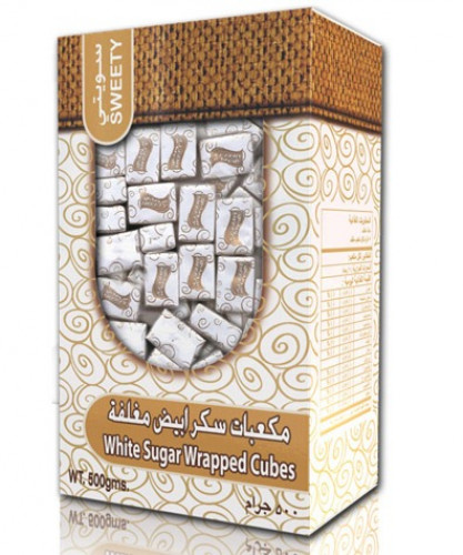 سكر مكعبات ابيض مغلف ذهبي