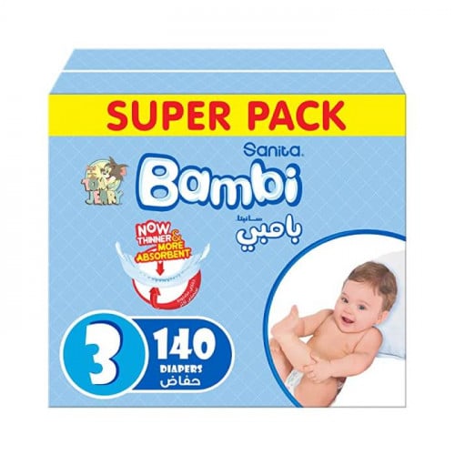 بامبي حفايض اطفال الصندوق السوبر مقاس(3) * 140 قطع...
