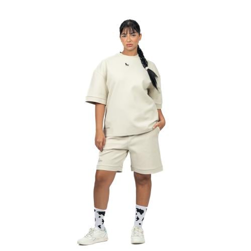 Beige T-shirt and shorts set