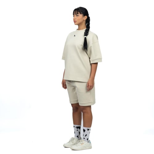 Beige T-shirt and shorts set