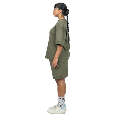 Olive T-shirt and shorts set