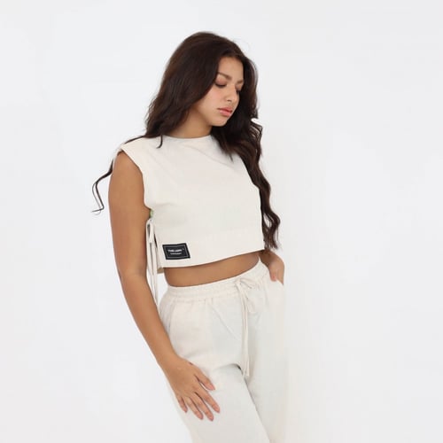 Linen shirt and pants set - natural