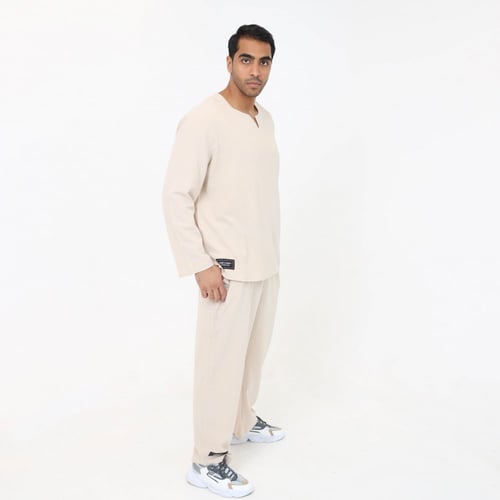 Linen shirt and pants set - natural