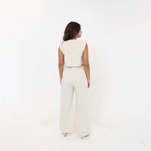 Linen shirt and pants set - natural