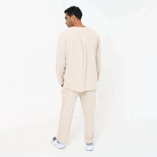 Linen shirt and pants set - natural