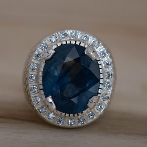 خاتم رجالي حجر الزفير الطبيعي واحجار الزركون