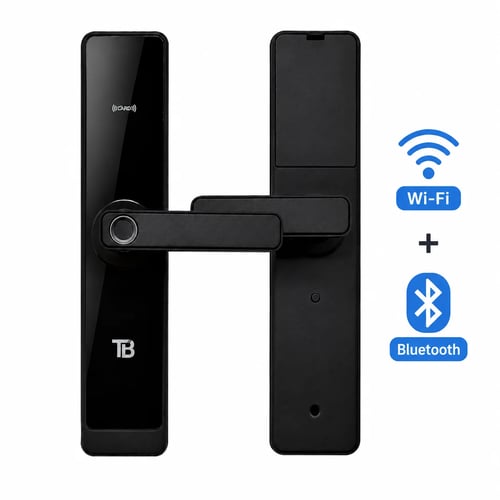 Smart lock with fingerprint, phone, and card for i...