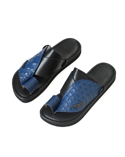 حذاء جلد بظهر التمساح كحلي