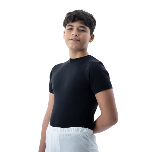 فنيلة نصف كم حلق ولادي أسود CL-18BO-BK