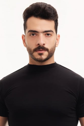 فنيلة نصف كم حلق أسود