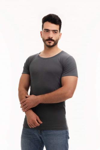 فنيلة نصف كم دائري ملون