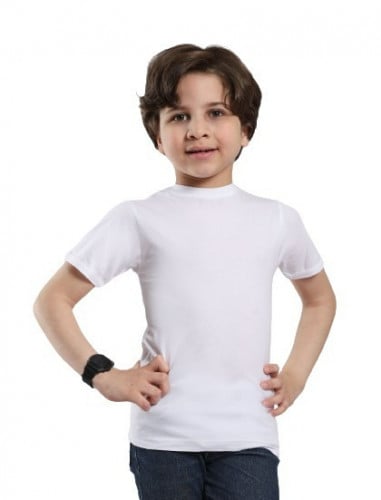 فنيلة نصف كم حلق ولادي أبيض CL-18O