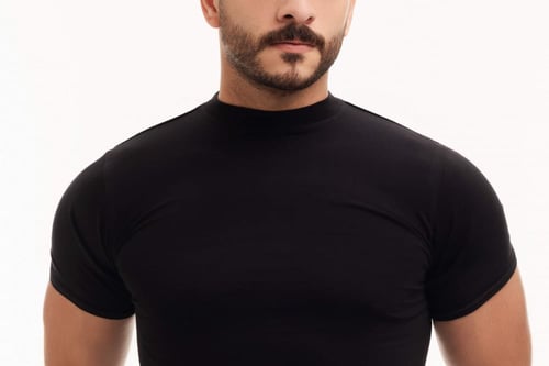 فنيلة نصف كم حلق أسود