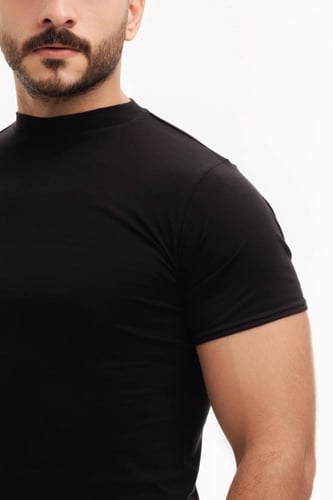 بوكس (6) قطع فنيلة رجالي نصف كم حلق أسود BOX-CL-18...