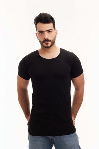 بوكس (6) قطع فنيلة رجالي نصف كم دائري ملون