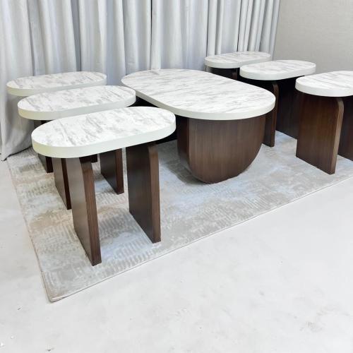 طقم 7 قطع خشب سطح بديل الرخام