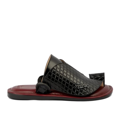 نعال شرقي جلد أسود فاخر - صناعة وطنية