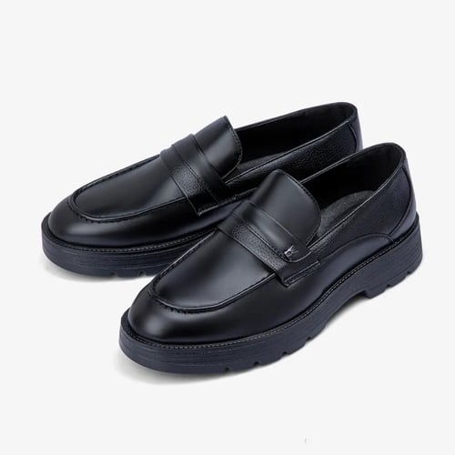 حذاء لوفر اسود جلد طبيعي اسود مطفي