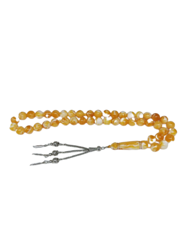 سبحة فاتوران اصفر معرق ابيض فاخرة