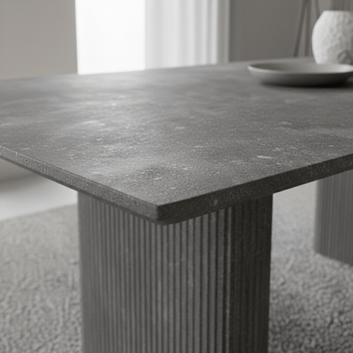 طقم طاولة طعام مستطيل رمادي – تصميم عملي عصري