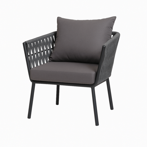 طقم جلسة خارجية مودرن بحبال مع طاولة قهوة – رمادي...