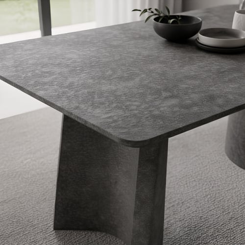 طاولة طعام خشبية رمادية مع 6 كراسي – أناقة عصرية ل...