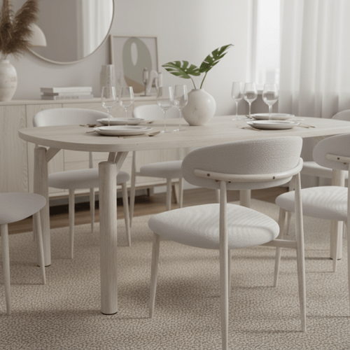 طاولة طعام رخام مع 6 كراسي – أناقة البيج وراحة الع...