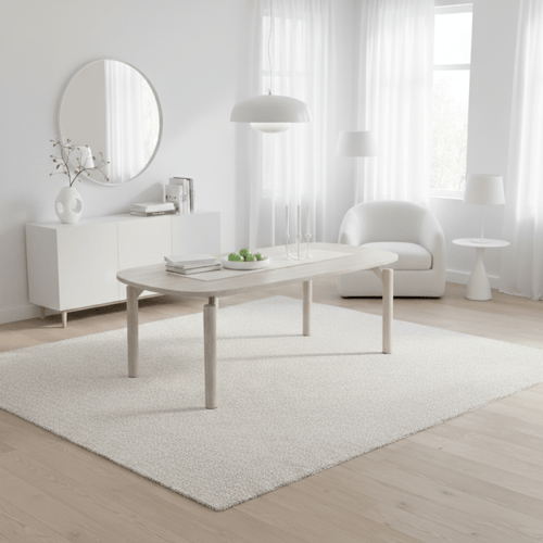 طقم طاولة طعام مستطيل بيج – بديل رخام بتصميم أنيق