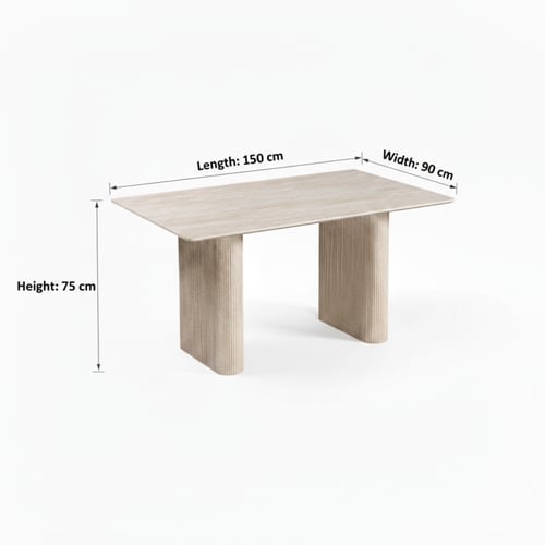 طقم طاولة طعام مستطيل بيج – دفء وأناقة طبيعية