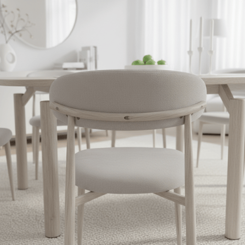 طقم طاولة طعام مستطيل بيج – بديل رخام بتصميم أنيق