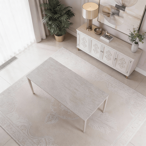 طقم طاولة طعام بيج رخام مستطيل مع 8 كراسي – مثالي...