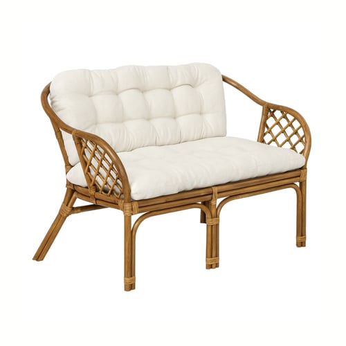 طقم جلسة خشبي بلون بني وأوف وايت بتفاصيل هندية فاخ...