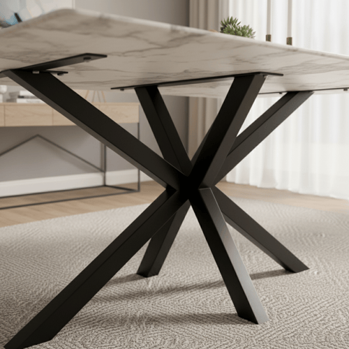 طقم طاولة طعام سيراميك بيج مستطيل – طاولة + 8 كراس...