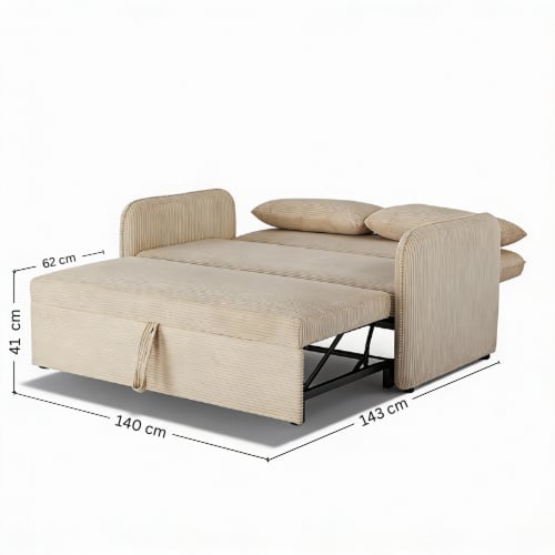 طقم كنب سرير بيج – تصميم عملي بلمسة عصرية