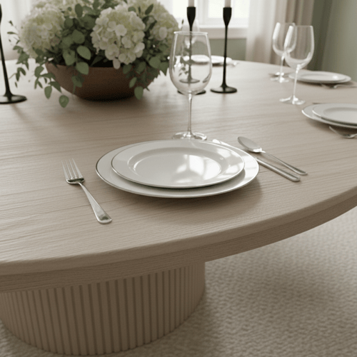 طاولة طعام بيج بسطح رخام مع 8 كراسي – رفاهية وأناق...